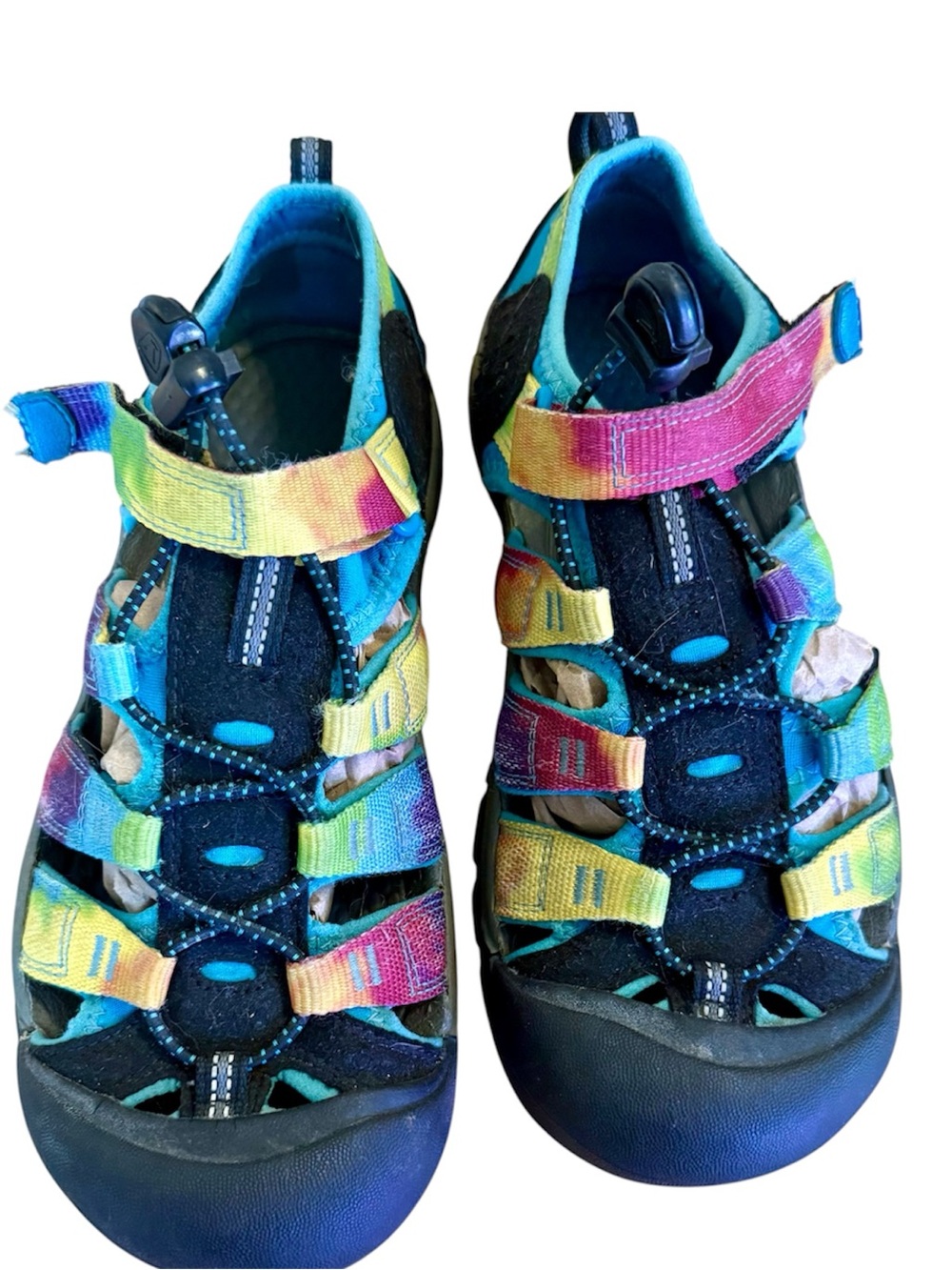 Keen Kids Tie-Dye Sport Sandals - Teal, Lime Green, Pink US5